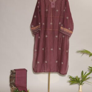 Dark Mendhi Green Pure Mul Cotton Semi-Stitched Suit with Maheshwari Jali Lace