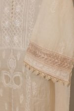 Ombre Cream Pure Mul Cotton Semi-Stitched Suit with Jali & Crotia Lace - Image 5