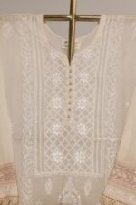 Ombre Cream Pure Mul Cotton Semi-Stitched Suit with Jali & Crotia Lace - Image 6