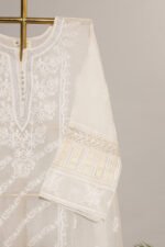 Cream Pure Mul Cotton Semi-Stitched Suit with Gota & Hand Embroidered Cutwork Border - Image 6