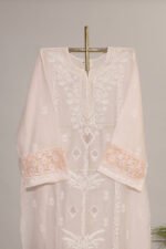 Light Baby Pink Pure Mul Cotton Semi-Stitched Suit with Gota Piping - Image 5