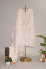 Light Baby Pink Pure Mul Cotton Semi-Stitched Suit with Gota Piping