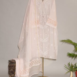 Light Baby Pink Pure Mul Cotton Semi-Stitched Suit with Gota Piping
