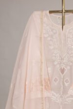 Light Baby Pink Pure Mul Cotton Semi-Stitched Suit with Gota Piping - Image 3