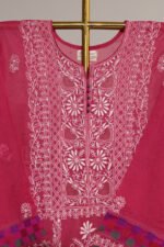Magenta Pure Mul Cotton Semi-Stitched Suit with Jali & Tissue Border - Image 5
