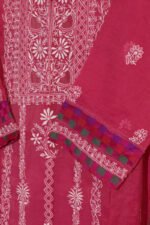 Magenta Pure Mul Cotton Semi-Stitched Suit with Jali & Tissue Border - Image 6