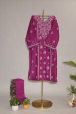 Dark Purple Pure Mul Cotton Semi-Stitched Suit with Tissue Body