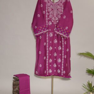 Dark Purple Pure Mul Cotton Semi-Stitched Suit with Tissue Body