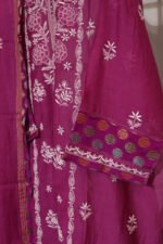 Dark Purple Pure Mul Cotton Semi-Stitched Suit with Tissue Body - Image 4