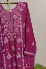 Dark Purple Pure Mul Cotton Semi-Stitched Suit with Tissue Body - Image 5