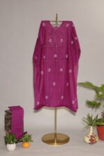 Dark Purple Pure Mul Cotton Semi-Stitched Suit with Tissue Body - Image 6