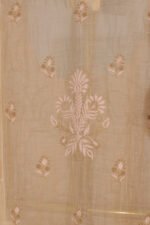 Light Peach Pure Mul Cotton Semi-Stitched Suit with Contrasting Embroidery & Frog Kurta - Image 3