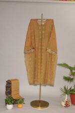 Greenish Mustard Pure Mul Cotton Semi-Stitched Suit with Tissue Border - Image 3