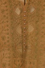 Greenish Mustard Pure Mul Cotton Semi-Stitched Suit with Tissue Border - Image 6