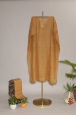 Greenish Mustard Pure Mul Cotton Semi-Stitched Suit with Tissue Border - Image 2