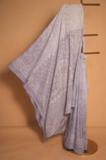 Lavender Cotton Kota Saree with Silver Mukesh Tapchi Work & Pintext Border | Elegant Festive Saree - Image 4