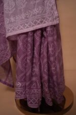 Mauve Ombre Cotton Kota Saree with All-Over Tapchi Embroidery & Beaded Border | Sophisticated Festive Saree - Image 2
