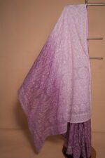 Mauve Ombre Cotton Kota Saree with All-Over Tapchi Embroidery & Beaded Border | Sophisticated Festive Saree - Image 3
