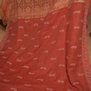 Red & Orange Ombre Kota Saree with Bakhya & Tapchi Embroidery | Premium Hand-Embroidered Festive Saree