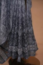 Grey Ombre Kota Silk Saree with All-Over Tapchi Embroidery & Gaspatti Border | Sophisticated Festive Saree - Image 4