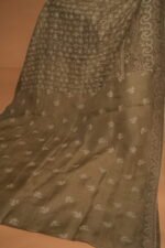 Green Ombre Kota Silk Saree with All-Over Tapchi Embroidery & Silver Tissue Border | Premium Festive Saree - Image 2
