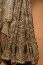 Green Ombre Kota Silk Saree with All-Over Tapchi Embroidery & Silver Tissue Border | Premium Festive Saree - Image 3