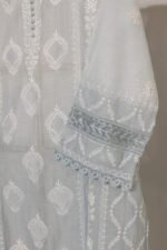 Grey Ombre Pure Mul Cotton Semi-Stitched Suit with Jali & Crotia Lace - Image 6