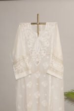 Cream Pure Mul Cotton Semi-Stitched Suit with Gota & Hand Embroidery Lace Border - Image 3