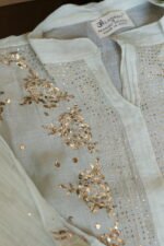 Pale Green Pure Cotton Co-Ord Set with All-Over Antique Mukesh Work