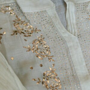 Pale Green Pure Cotton Co-Ord Set with All-Over Antique Mukesh Work