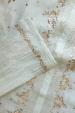 Pale Green Pure Cotton Co-Ord Set with All-Over Antique Mukesh Work - Image 3