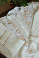Pale Green Pure Cotton Co-Ord Set with All-Over Antique Mukesh Work - Image 4