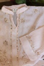 Pastel Peach Pure Cotton Co-Ord Set with All-Over Antique Mukesh Work - Image 4