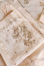 Light Pink Pure Cotton Co-Ord Set with All-Over Antique Mukesh Embroidery - Image 6