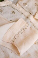 Light Pink Pure Cotton Co-Ord Set with All-Over Antique Mukesh Embroidery - Image 2