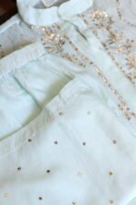 Sea Green Pure Cotton Co-Ord Set with All-Over Antique Mukesh Embroidery - Image 4