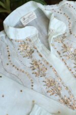 Sea Green Pure Cotton Co-Ord Set with All-Over Antique Mukesh Embroidery - Image 2