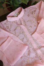 Powder Pink Pure Cotton Co-Ord Set with All-Over Antique Mukesh Work - Image 6