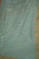 Sea Blue Cotton Kota Saree with Tapchi Embroidery, Beige Tissue Border & Cutwork | Elegant Festive Saree - Image 5