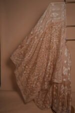 Luxury Beige Silk Organza Saree with All-Over Tapchi & Heavy Zardozi Embroidery | Premium Wedding Saree - Image 5