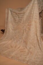 Luxury Beige Silk Organza Saree with All-Over Zardozi, Sequins & Bead Embroidery | Premium Bridal Saree