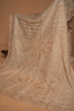 Luxury Beige Silk Organza Saree with All-Over Zardozi, Sequins & Bead Embroidery | Premium Bridal Saree - Image 2