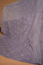 Lavender Cotton Kota Saree with Silver Mukesh Tapchi Work & Pintext Border | Elegant Festive Saree - Image 5