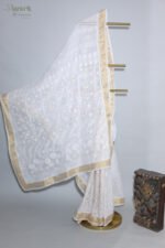 Traditional Kerala Onam Cotton Saree with Golden Border