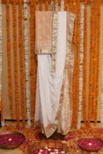 Peach Blossom Kota Jaali Saree - Image 3