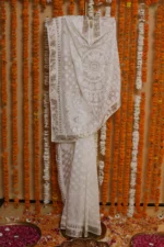Ivory Banarasi Cutwork Onam Organza Saree