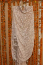 Beige Mukaish Onam Kota Tapechi Saree