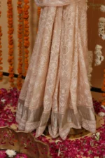 Beige Mukaish Onam Kota Tapechi Saree - Image 3