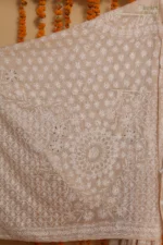Beige Mukaish Onam Kota Tapechi Saree - Image 7