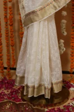 Cream Zari Heritage Onam Kota Tapechi Saree - Image 5